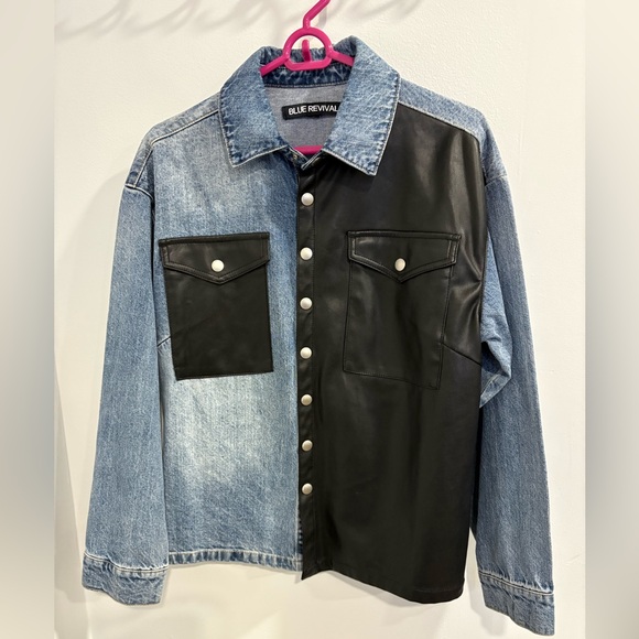 Blue Revival Jackets & Blazers - Blue Revival Two-Tone Denim and Black Jacket